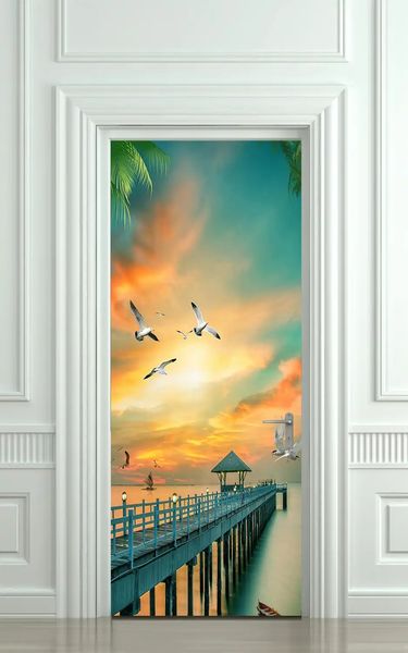 3Д наклейка на дверь, Морской пейзаж ST275 фото
