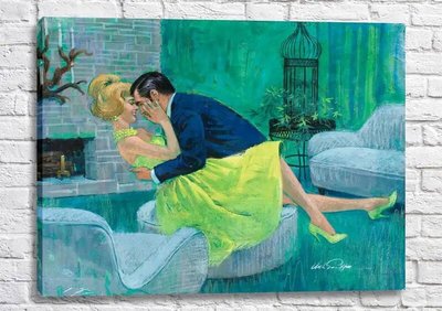 Постер Романтическое свидание в зеленой комнате, рисунок Fig16917 фото