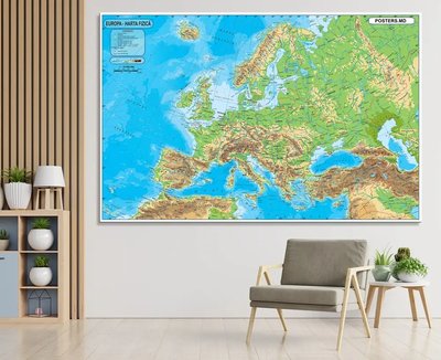 Физическая карта Европы, Румынский язык Kar14598 фото