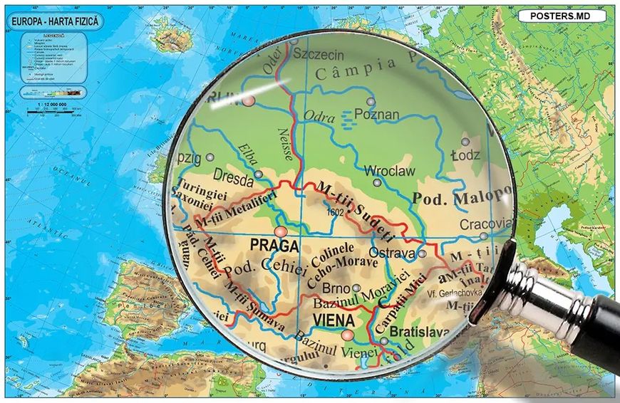 Физическая карта Европы, Румынский язык Kar14598 фото