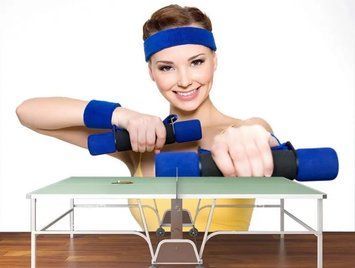 Fototapet - "Fototapet Fată pe fundal alb, fitness" Spo3039 фото