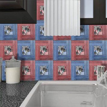 Placi ceramice in culorile rosu si albastru P24 фото