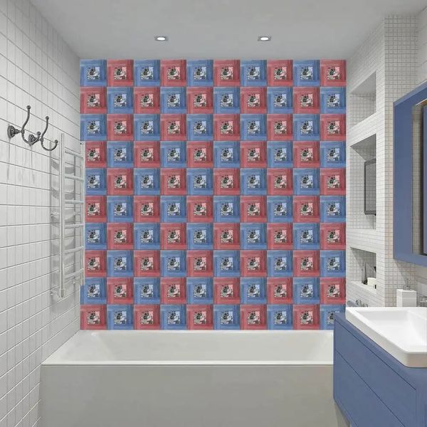 Керамическая плитка в красных и голубых красках P24 фото