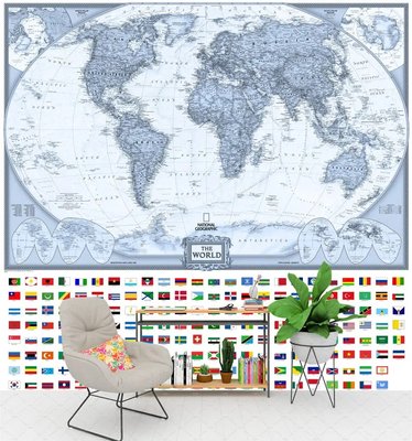 Harta lumii monocrome și steaguri de țară Sov1098 фото