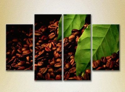Модульные картины Зерна, листья кофе_03 Eda6548 фото