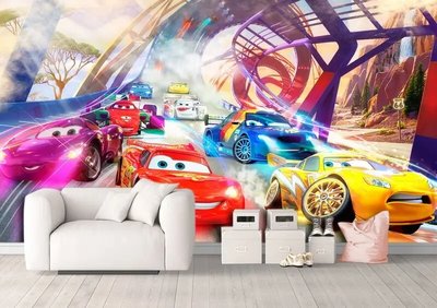 Fototapet Personaje de desene animate Cars 3 pe piste de curse colorate Ger2399 фото
