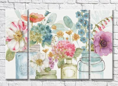 Триптих Полевые цветы в вазах Ris9099 фото