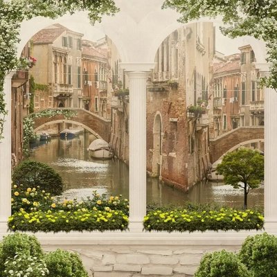 Фреска колонна и вид на каналы Венеции Fre3899 фото