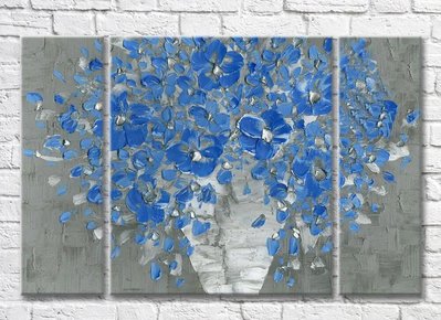 Триптих Голубые цветы в вазе Ris9100 фото