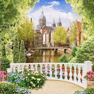 Fresca cu vedere la canalele din Amsterdam Fre3850 фото