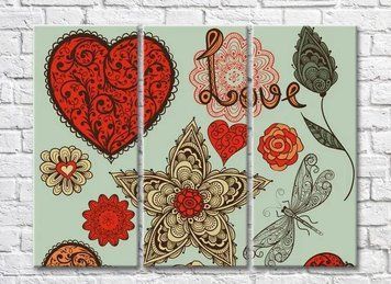 Triptic Reprezentare grafică a florilor cu modele TSv8051 фото