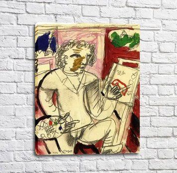 Картина Marc Chagall Etude pour lАвтомобильportrait aux sept doigts Mar13502 фото
