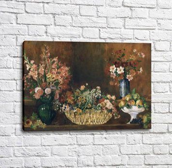 Pictură Pierre Auguste Renoir, franceză, natură moartă cu flori și fructe Ren14002 фото