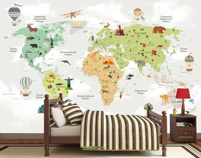 Continente multicolore ale hărții lumii pentru copii pe un fundal deschis Fot452 фото