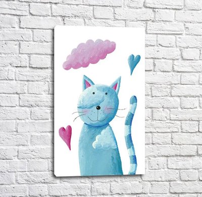 Poster Pisică albastră și nor roz Kot17030 фото