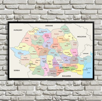 Политическая карта Румынии на румынском Kar14871 фото