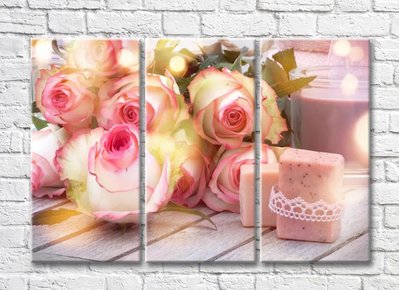 Ванильно розовые розы, ароматическое мыло и свеча TSv5453 фото