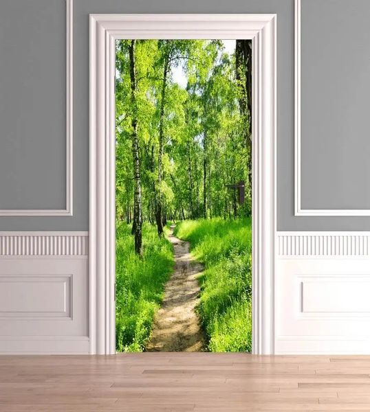 Autocolant 3D pentru ușă, Pădure verde STD44 фото