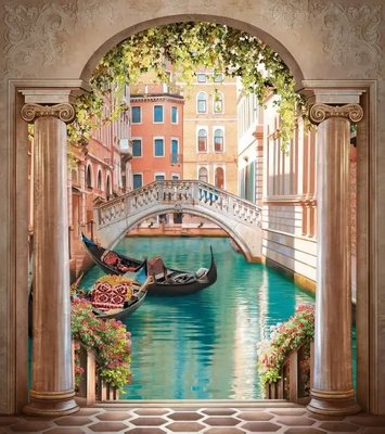 Fresca unei coloane și a unei gondole în Veneția Fre3854 фото