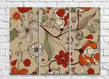 Triptic Imagine grafică a trandafirilor multicolori TSv8054 фото