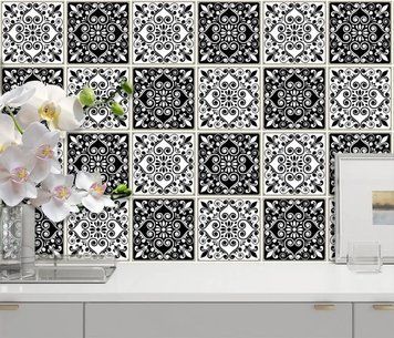 Design de faianță portugheză cu modele alb-negru P9 фото