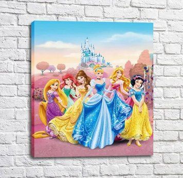 Poster Printese frumoase pe un fundal roz Mul16375 фото