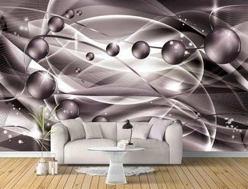 Fototapet - "Fototapet Sfere și dungi liliac, Abstracție 3D" 3D5206 фото