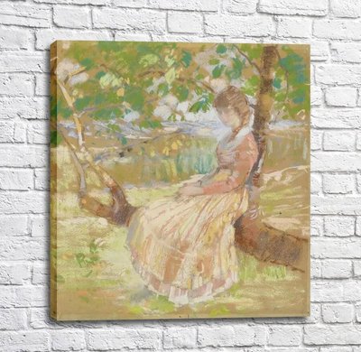 Картина Карл Альберт Буер - Девушка, сидящая на дереве,-1908-13 Imp12357 фото