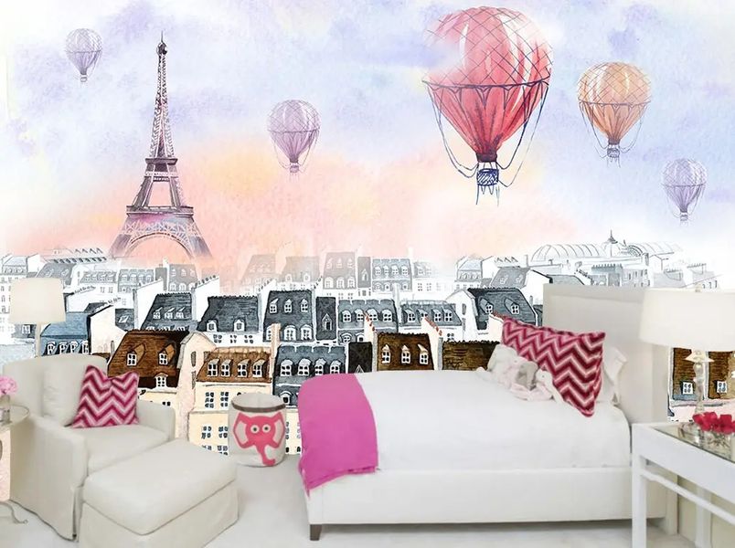 Эйфелева башня и воздушные шары над парижскими крышами домов Fot506 фото