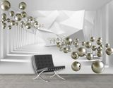 Фотообои - "Жемчужные сферы на сером геометрическом фоне" 3D4857 фото