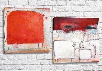 Модульные картины Abstraction of a cow red Abs9990 фото