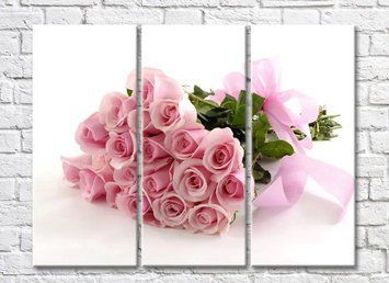 Buchet de trandafiri roz cu fundita TSv6290 фото