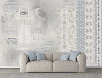 Fototapet - "Fototapet Tema maritimă și pictura murală a unei femei" 3D2240 фото