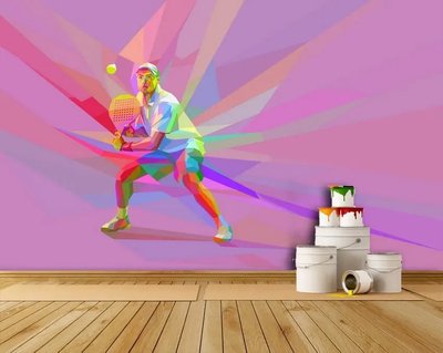 Фотообои Игрок в теннис на фиолетовом фоне, графика Spo3008 фото