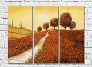 Триптих Poppy Field And Tree 001_1 Pro10209 фото