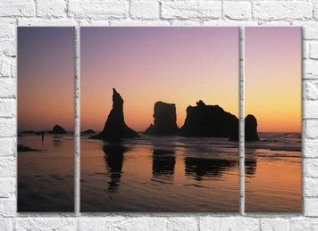 Triptic Siluete de st&acirc;nci &icirc;n mare la apus Mor10059 фото