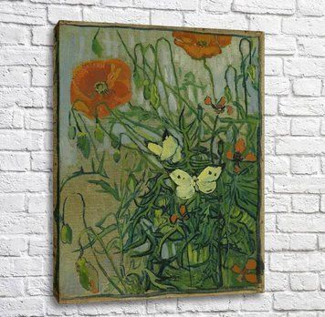 Картина Butterflies and poppies Van11709 фото