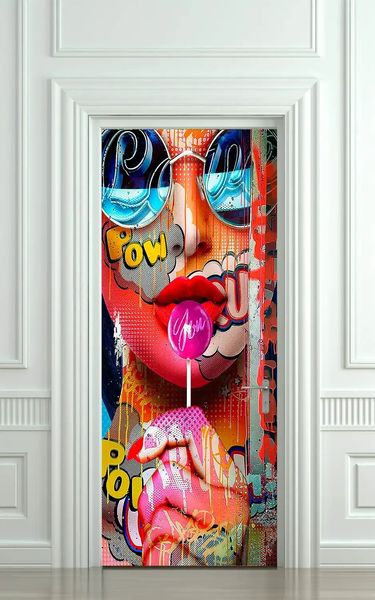 3Д наклейка на дверь, Современный поп-арт ST263 фото
