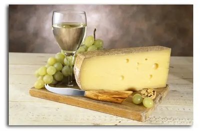 Afiș foto Natura moartă, vin alb și brânză Nap15551 фото