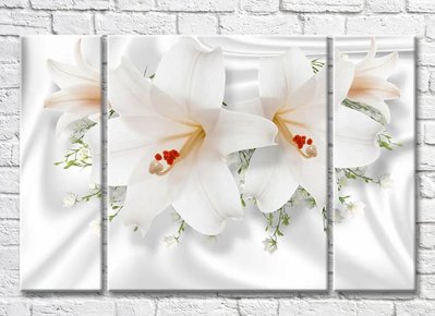 Триптих Две лилии на фоне белого шелка 3D7909 фото