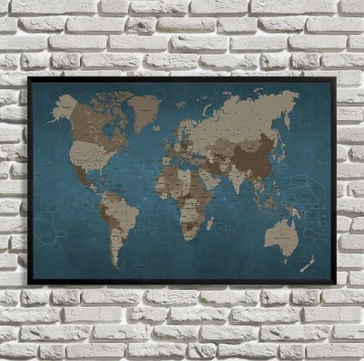 Harta lumii în engleză, albastru închis Kar14878 фото