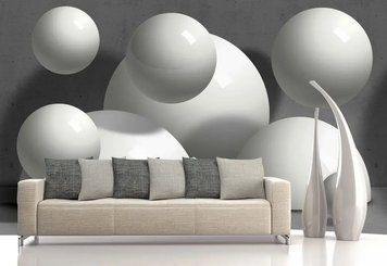 Фотообои - "Белые керамические сферы на сером фоне" 3D4860 фото
