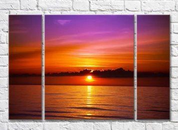 Triptic Apus de soare de mare roz Mor10060 фото