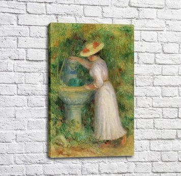 Pictură de Pierre Auguste Renoir Young Girl l&acirc;ngă F&acirc;nt&acirc;nă, 1885 Ren14362 фото