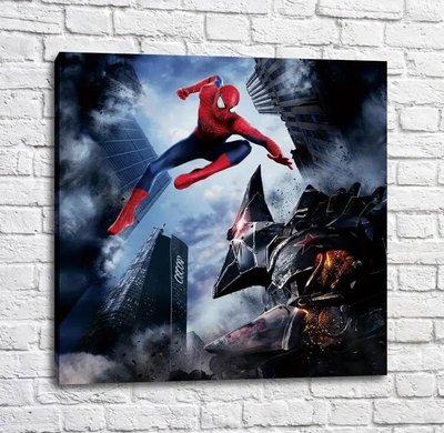 Постер Человек паук на фоне башни Оскорп Mul16631 фото