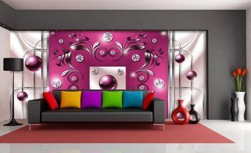 Fototapet - "Fototapet Perle și diamante roz, Abstracție 3D" 3D4862 фото