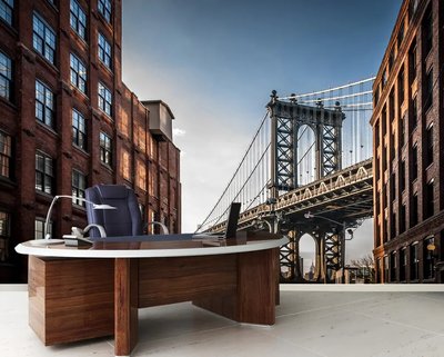 Бруклинский мост и кирпичные здания Нью Йорка Gor412 фото