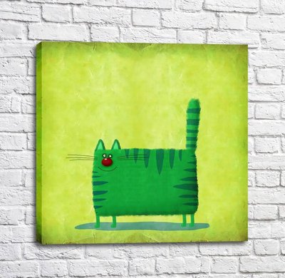 Poster Pisica dreptunghiulara verde Kot16986 фото