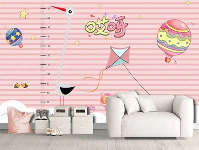 Stadimetru de barză pe fundal roz cu baloane și zmeu Akv1413 фото