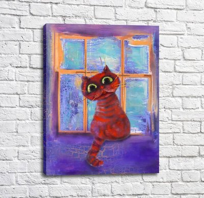 Poster Pisică roșie la fereastră Kot17041 фото